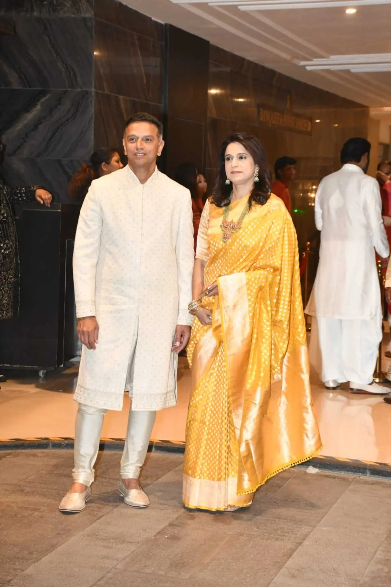 Rahul Dravid and wife Vijeta Pendharkar made a glamorous entry at the venue to participate in the festivities.